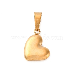 304 Stainless Steel Charms, Puffed Heart, Golden, 14x10x3mm, Hole: 6x2.5mm(STAS-I127-068G)