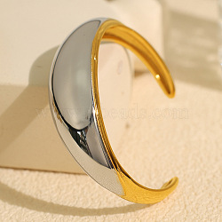 304 Stainless Steel Cuff Bangles for Women, Golden & Stainless Steel Color, Inner Diameter: 2-1/2 inch(6.2cm)(BJEW-F489-01)