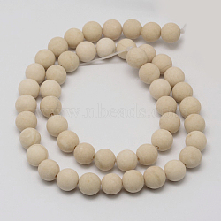 Natural Fossil Beads Strands, Frosted, Round, 10mm, Hole: 1mm, about 38pcs/strand, 14.9 inch(X-G-D694-10mm)