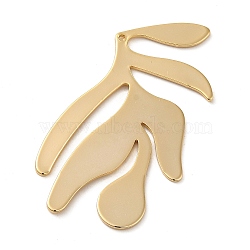 Brass Pendant, Real 18K Gold Plated, Leaf, 37x31.5x0.8mm, Hole: 1mm(KK-O100-13G-02)