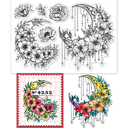 Custom Summer Theme PVC Plastic Clear Stamps, for DIY Scrapbooking, Photo Album Decorative, Cards Making, Flower, 160x110mm(DIY-WH0631-0228)