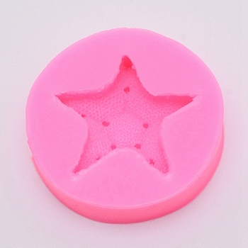 Ocean Series Starfish Shape Fondant Molds, Food Grade Silicone Molds, For DIY Cake Decoration, Chocolate, Candy, UV Resin & Epoxy Resin Craft Making, Hot Pink, 60x15.5mm, Inner Size: 44.5x45.5mm