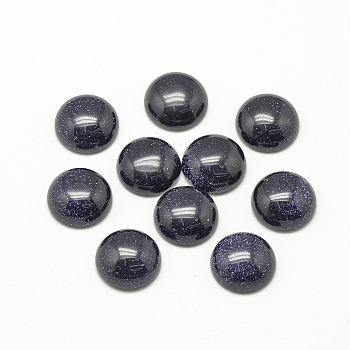 Synthetic Blue Goldstone Cabochons, Dyed, Half Round/Dome, 16x6mm