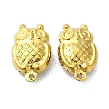 Ion Plating(IP) 304 Stainless Steel Pendants, Owl Charms, Real 18K Gold Plated, 18x11x5mm, Hole: 1mm
