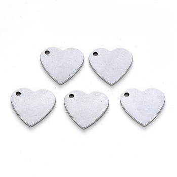 201 Stainless Steel Charms, Laser Cut, Stamping Blank Tag, Heart, Stainless Steel Color, 15x15x1mm, Hole: 1.5mm