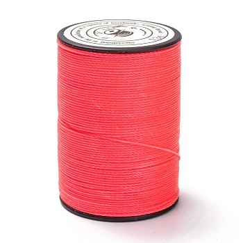 Round Waxed Polyester Thread String, Micro Macrame Cord, Twisted Cord, for Leather Sewing Stitching, Salmon, 0.55mm, about 131.23 yards(120m)/roll