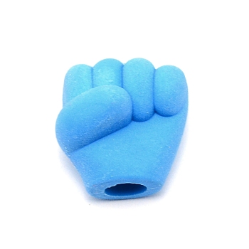 3D TPR Rock Hand Shape Pencil Eraser Caps, Gift Awards For Student School Supplies, Dodger Blue, 22.5x21x19.5mm, Hole: 7.5mm