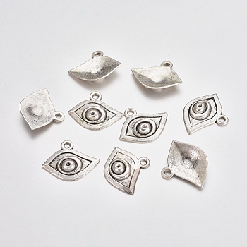 Tibetan Style Alloy Pendants, Eye, Antique Silver, 18x21.5x3mm, Hole: 1.8mm