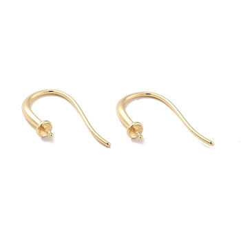 Rack Plating Brass Earring Hooks, for Half Drilled Beads, Long-Lasting Plated, Cadmium Free & Lead Free, Real 14K Gold Plated, 16x2.8mm, Pin: 0.7mm, 20 Gauge, Pin: 0.8mm(For Half Drilled Beads)