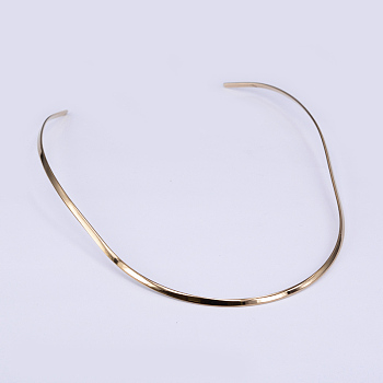 304 Stainless Steel Choker Necklaces, Rigid Necklaces, Real 18K Gold Plated, 120x6 inch(15cm)