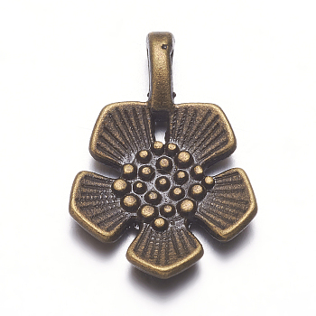 Tibetan Style Alloy Pendants, Lead Free and Cadmium Free, Antique Bronze, Flower, 22x15x2.5mm, Hole: 2x3mm