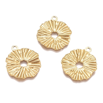 Textured 304 Stainless Steel Pendants, Flower, Hollow, Jewelry Making, for Women, Golden, 21x18x1mm, Hole: 1.8mm