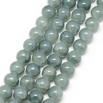 Baking Painted Crackle Glass Bead Strands, Round, Light Steel Blue, 6mm, Hole: 1.3~1.6mm, about 133pcs/strand, 31.4 inch