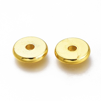 Brass Spacer Beads, Long-Lasting Plated, Flat Round, Golden, 7.7x1.6mm, Hole: 1.8mm