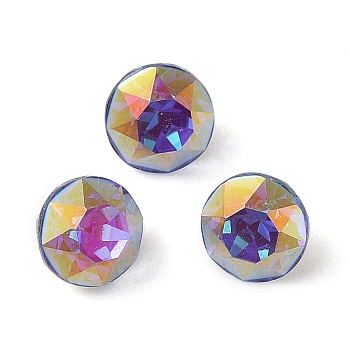 Glass Rhinestone Cabochons, Flat Back & Back Plated, Faceted, Diamond, Sphinx, 6x4.5mm