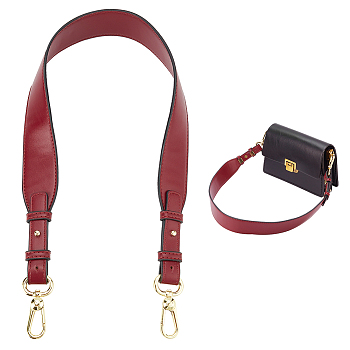 PU Leather Bag Handle, with Zinc Alloy Swivel Clasps, for Shoulder Bag Replacement Accessories, Dark Red, 79.8x4cm