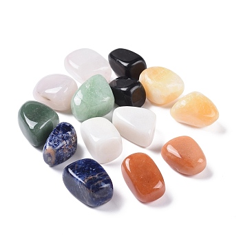 7 Colors Chakra Kits, Healing Crystals, Natural Mixed Gemstone Beads, Healing Stones, for 7 Chakras Balancing, Crystal Therapy, Meditation, Reiki, Tumbled Stone, Vase Filler Gems, No Hole/Undrilled, Nuggets, 20~35x13~23x8~22mm, 2pcs/color, 14pcs/set