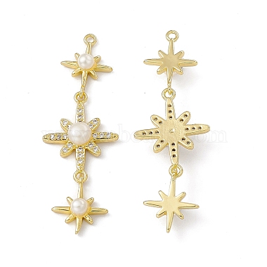 Real 18K Gold Plated Clear Star Brass+Cubic Zirconia Big Pendants