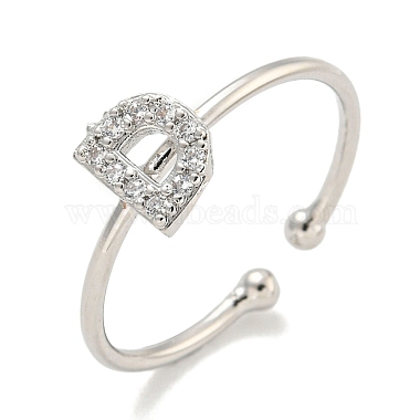 Letter D Brass+Cubic Zirconia Finger Rings