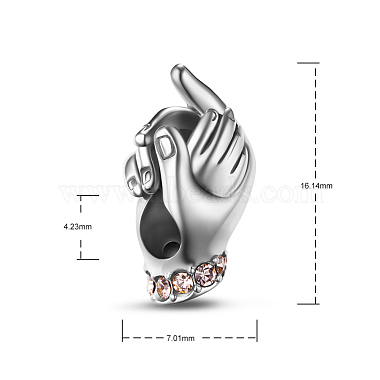 TINYSAND Rhodium Plated 925 Sterling Silver Hold the Hands European Beads(TS-C-130)-2