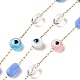 Plat rond avec des chaînes de perles de verre mauvais œil(AJEW-J035-04G-01)-1