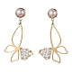 Butterfly Shell Pearl Dangle Stud Earrings(EJEW-TA00356)-1