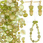 120Pcs 6 Styles Transparent Acrylic Beads, Golden Metal Enlaced, Mixed Shapes, Mixed Color, 6.5~22.5x6.5~29x3.5~13mm, Hole: 1.2~5.5mm(OACR-SC0003-09)
