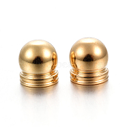 304 Stainless Steel Cord End Caps, Golden, 8.5x8mm, Hole: 6mm(X-STAS-P223-20G-02)