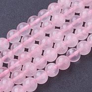 Natural Rose Quartz Beads Strands, Round, 6mm, Hole: 1mm, about 29~32pcs/strand, 8 inch(G-C076-6mm-3)
