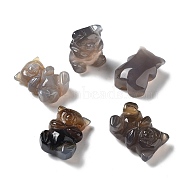 Natural Grey Agate Bear Healing Figurines, Reiki Energy Stone Display Decorations, for Home Feng Shui Ornament, 12~13x17.5~18x25~26mm(DJEW-Z005-08)