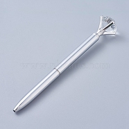 Big Diamond Pen, Rhinestones Crystal Metal Ballpoint Pens, Turn Retractable Black Ink Ballpoint Pen, Stylish Office Supplies, WhiteSmoke, 14x0.85cm(AJEW-K026-03E)