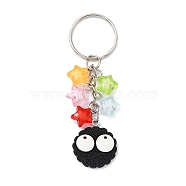 Biscuits with Eyes Resin Pendant Keychain, with Acrylic Star Charms and Iron Keychain Ring, Colorful, 8.2cm(KEYC-JKC00635)