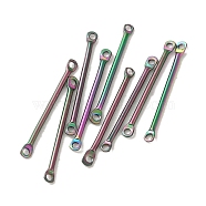 Ion Plating(IP) 304 Stainless Steel Connector Charms, Bar Links, Rainbow Color, 20x2x1mm, Hole: 1mm(STAS-Q323-04E-MC)