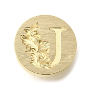 Wax Seal Brass Stamp Heads, Flower Letter Series, Golden, Letter U, 25.5x14mm, Hole: 7mm(AJEW-D301-02G-U)