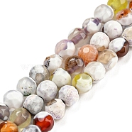 Dyed Natural Fire Crackle Agate Beads Strands, Faceted Round, Yellow, 4mm, Hole: 0.8mm, about 94~95pcs/strand, 14.37~14.57 inch(36.5~37cm)(G-G007-01D)