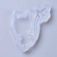 Silicone Molds, Resin Casting Molds, For UV Resin, Epoxy Resin Jewelry Making, Cat Shape, White, 50x46x8mm, Inner Diameter: 39x36mm(X-DIY-L026-059)