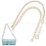 SUPERFINDINGS Zinc Alloy Bag Straps, with Resin Pearl Beads & Lobster Claw Clasps, Spring Gate Ring & Swivel Clasps, Bag Repalcement Accessories, Golden, 46.2~62cm(FIND-FH0003-58)
