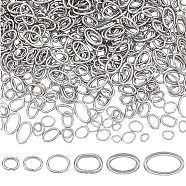 600Pcs 6 Styles 304 Stainless Steel Open Jump Rings, Oval, Stainless Steel Color, 4~10x3~6x0.6~1mm, Inner Diameter: 1.5~4x2.5~8mm, 100pcs/style(STAS-GA0001-38)