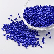 (Repacking Service Available) Baking Paint Glass Seed Beads, Blue, 12/0, 1.5~2mm, Hole: 0.5~1mm, 12g/bag(SEED-C024-C-K6)