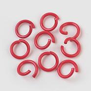 Iron Jump Rings, Open Jump Rings, Red, 17 Gauge, 8~8.5x1.2mm, Inner Diameter: 5~6mm(IFIN-F149-F19)