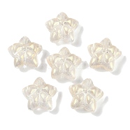 Transparent Spray Paint Glass Beads, Star with Bowknot, Old Lace, 14x15x7mm, Hole: 1.2mm(GLAA-H035-02E)