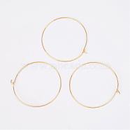 Brass Wine Glass Charm Rings, Hoop Earrings Findings, Nickel Free, Golden, 45x0.8mm, 20 Gauge(EC067-6NFG)