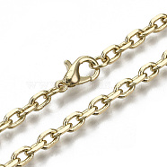 Brass Cable Chains Necklace Making, with Brass Lobster Clasps, Unwelded, Light Gold, 23.81 inch(60.5cm) long, link: 5.5x4x1mm, jump ring: 5x1mm, 3mm inner diameter(MAK-N034-004A-KC)