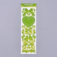 Bowknot Ribbon Pattern Decorative Labels Stickers, DIY Handmade Scrapbook Photo Albums, Green, 165x50x0.5mm, Pattern: 4~45mm(DIY-L037-B05)