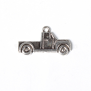 Tibetan Style Alloy Pendants, Lead Free and Cadmium Free, Pick Up Truck Charms, Antique Silver Color, Size: about 15mm long, 26mm wide, 2mm thick, hole: 1.5mm(LF11520Y)