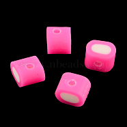Candy Handmade Polymer Clay Beads, Deep Pink, 5x7x5mm, Hole: 1.5mm(CLAY-R064-01)