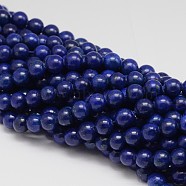 Dyed Round Natural Lapis Lazuli Beads Strands, 4mm, Hole: 1mm, about 95pcs/strand, 15.5 inch(G-K081-4mm)