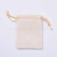 Velvet Packing Pouches, Drawstring Bags, White, 12~12.6x10~10.2cm(TP-I002-10x12-02)