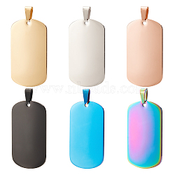 6 pcs 6 Colors 201 Stainless Steel Pendants, Stamping Blank Tag, Rectangle, Mixed Color, 50x28x2mm, Hole: 4.5x10mm, 11x5mm, 1pc/color(STAS-BC0003-55B)