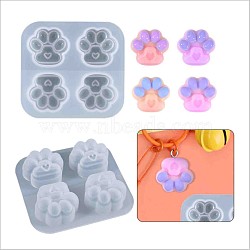 Silicone Molds, Resin Casting Molds, For UV Resin, Epoxy Resin Craft Making, Square with Cat Claw, White, 50.5x54.5x11.5mm, Inner Size: 20x21mm(X-DIY-A012-07)